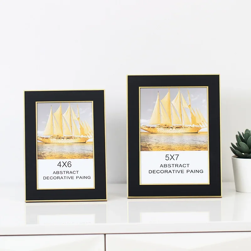 Modern Luxurious Metal 6-7-8-10Inch Picture Frame – Creative Decorative Bedroom and Home Décor Gold/Silver/Black Photo Frame