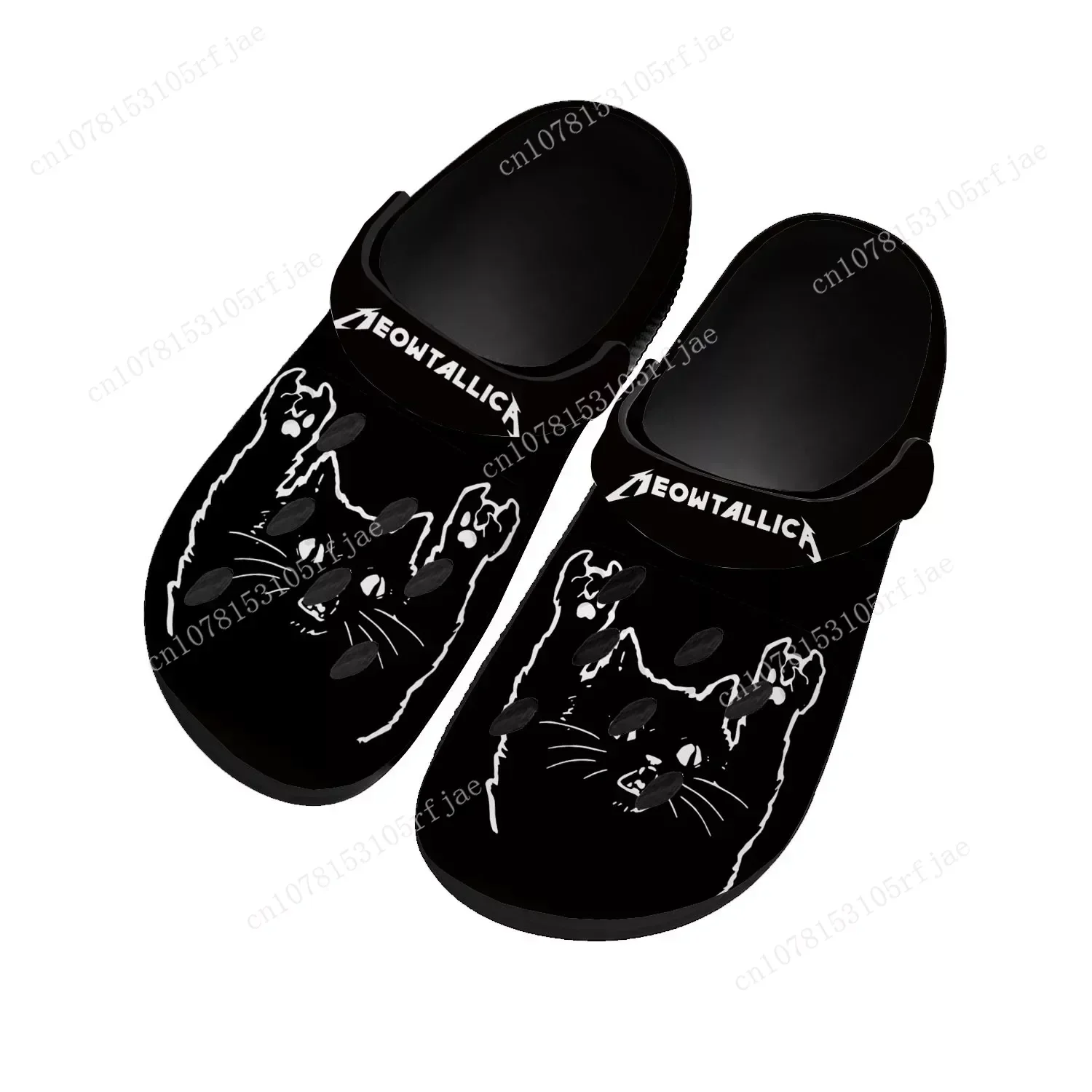 

Cat Meowtallica Rock Band Home Clogs Custom Water Shoes Mens Womens Teenager Shoes Garden Clog Breathable Beach Hole Slippers