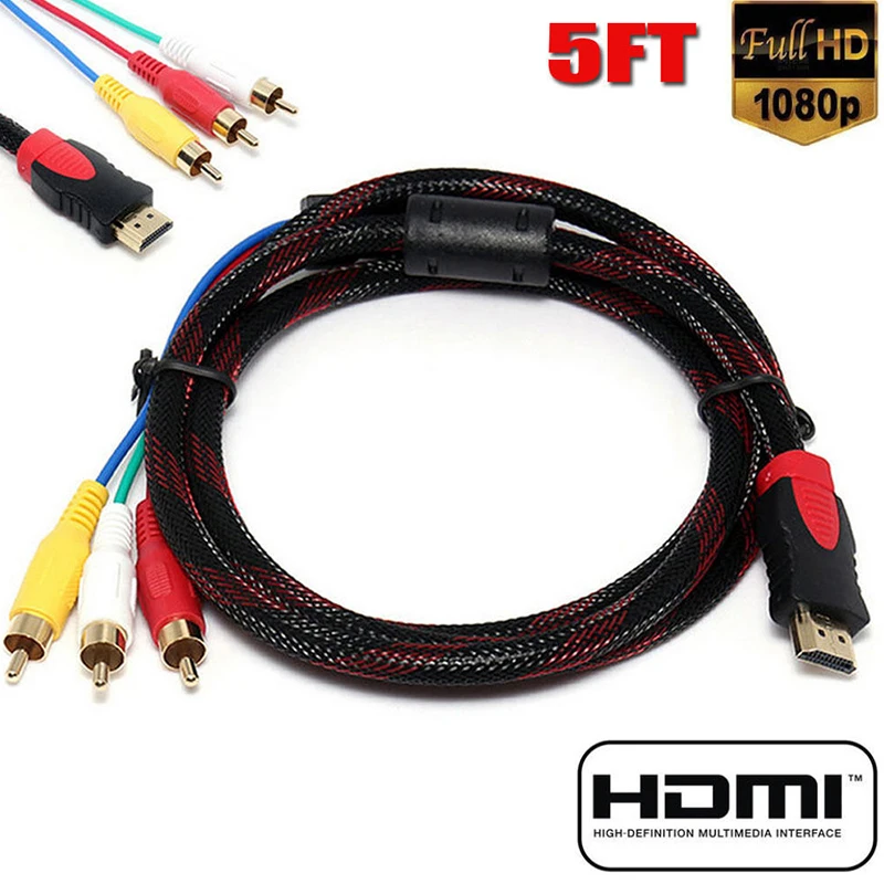 HDMI-compatible To 3-RCA Video Audio AV Component Converter Adapter Cable for HDTV