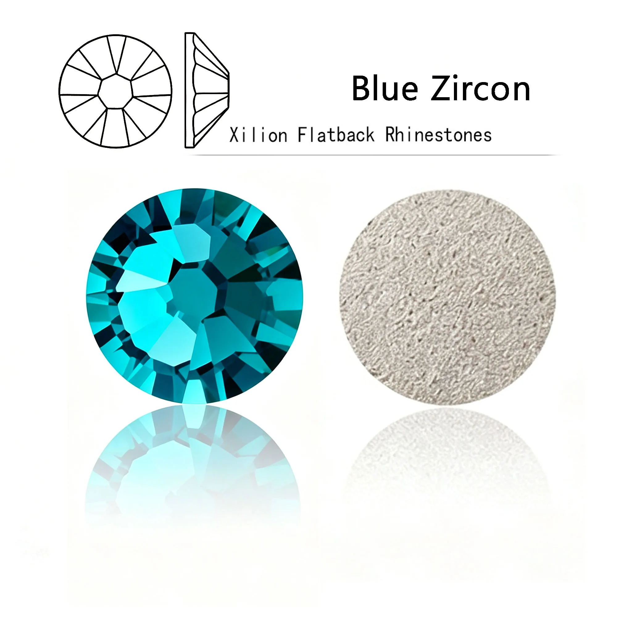Xilion Rose 7big 7small Blue Zircon Non-Hotfix Gold FlatBack Crystal Rhinestones DIY Glitter Stones for 3D Nail Art Garment
