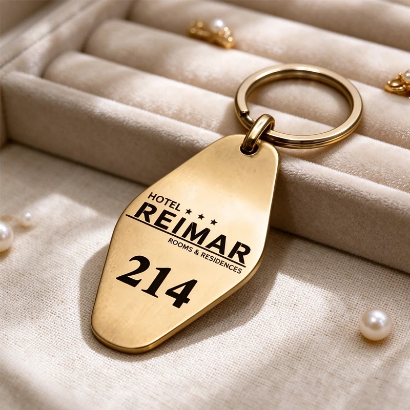 Custom Engraved Metal Hotel Keychain Customized Engraved Room Number Key Ring Personalized Stainless Steel Tag Pendant Wholesale