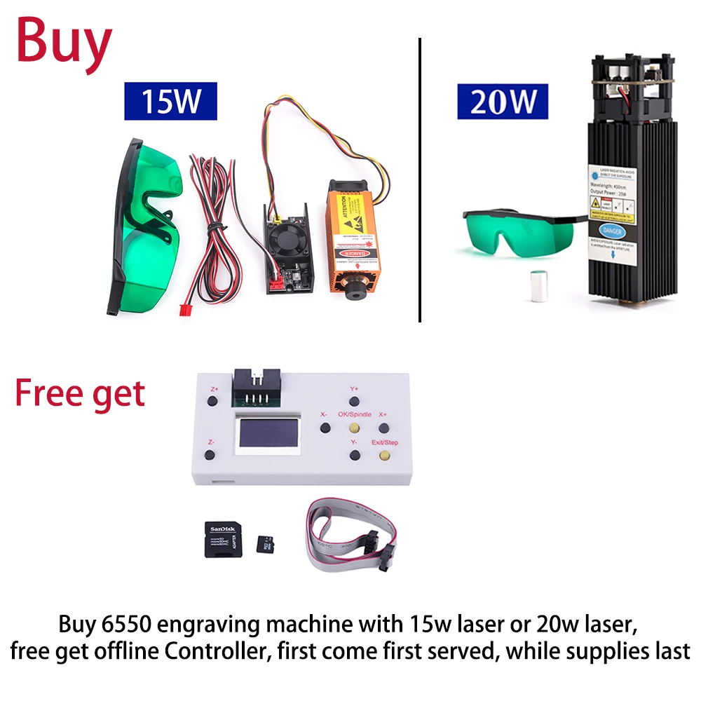 TopDirect CNC 6550 Laser Engraver Tools 2-Axis 20W Power Wood Cutting Laser Engraving Machine CNC DIY Printer Marking Machine