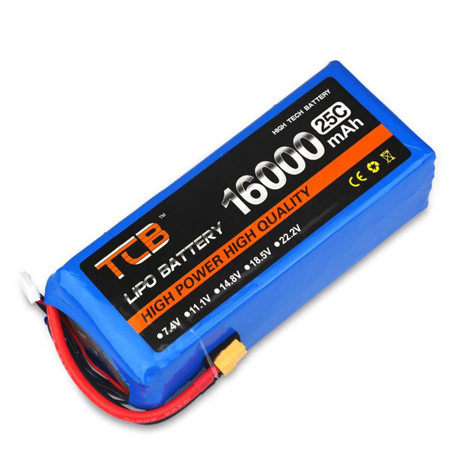 

2S 3S 4S 5S 6S 7S 8S 16000mAh 25C Large Capacity High Power Model Aircraft Rechargeable Lithium Battery Pack