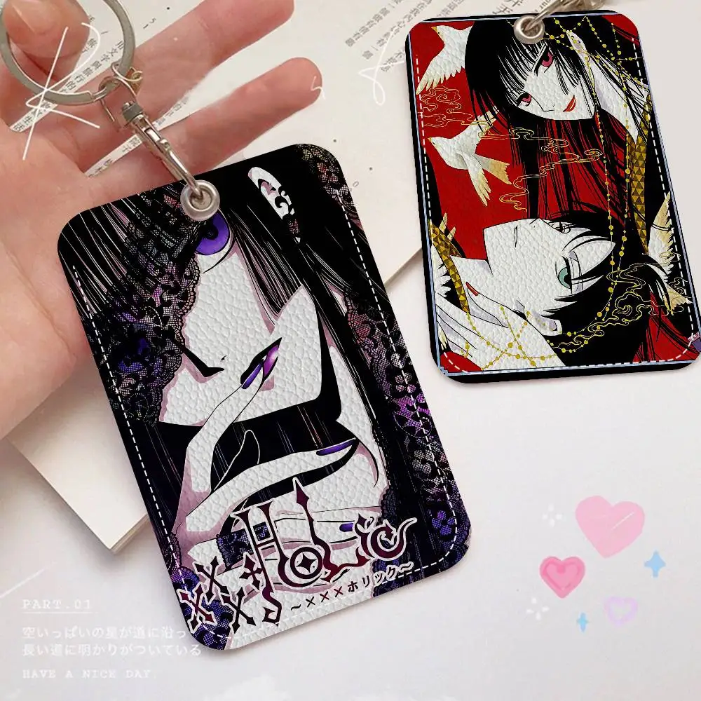 

Держатель для карт доступа из искусственной кожи в стиле аниме Xxx в голлическом стиле с брелком — защита для руководителей для банковских карт, садов, чехла для автобусных карт