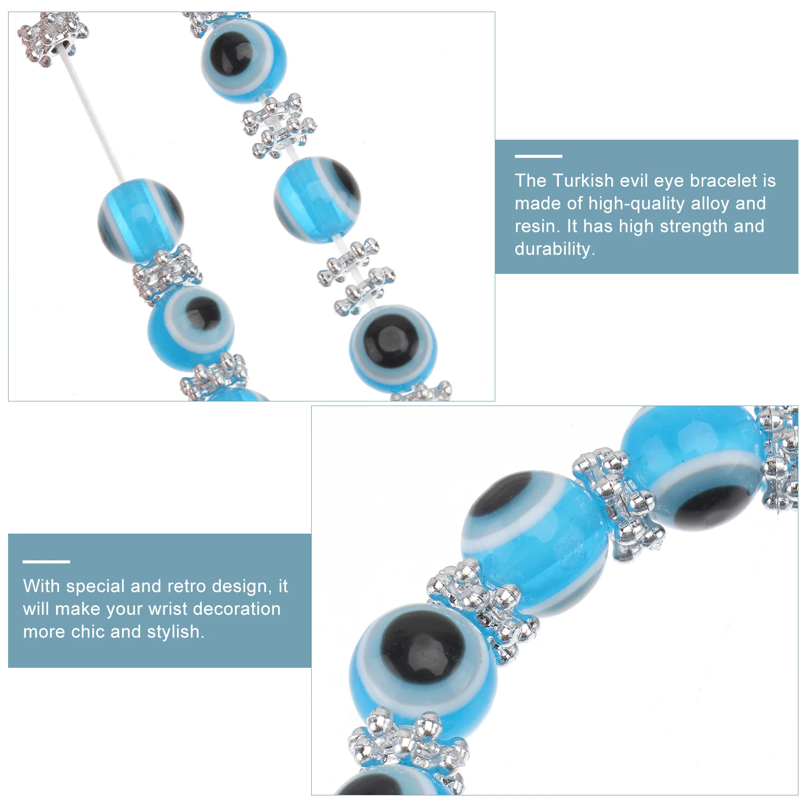 

1pc Retro Evil Beaded Women Beaded Bracelet Stylish Charming Women Vintage Jewelry Hamsa Hand Amulet Bracelet