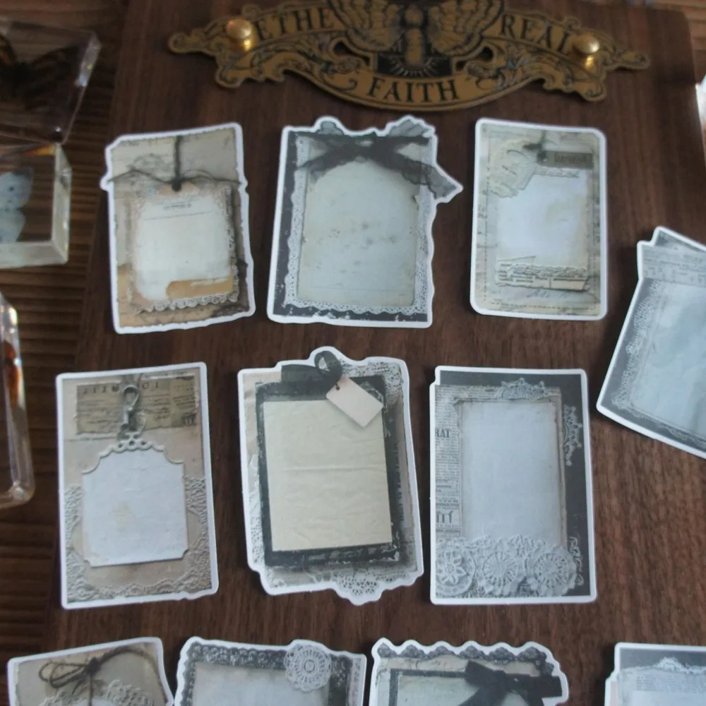 

15 Pcs Vintage Can Write Lace Ribbon Frame Design Paper Sticker Gift Tag Decoration Scrapbooking DIY Sticker