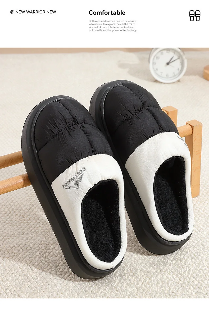 Lange, dicke, warme Winterhausschuhe aus Plüsch, wasserdichte Outdoor-Hausschuhe für Damen, Unisex, in verschiedenen Farben, rutschfeste Baumwollschuhe, bequem für Damen. – Detail 4