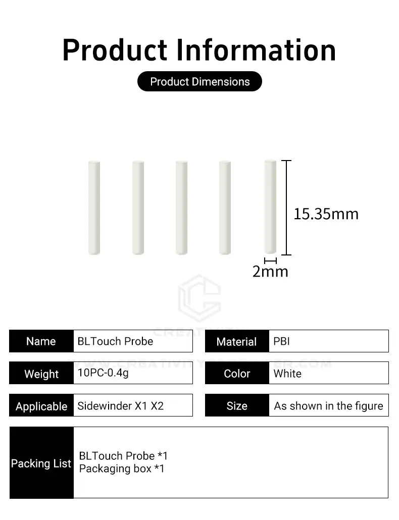 Selbstnivellierende ABL-Touch-Nadel für 3D-Drucker Artillery Sidewinder X1, X2 /Genius, Pro Separater Ersatz ABL Fingerhut-Sonde – Detail 8