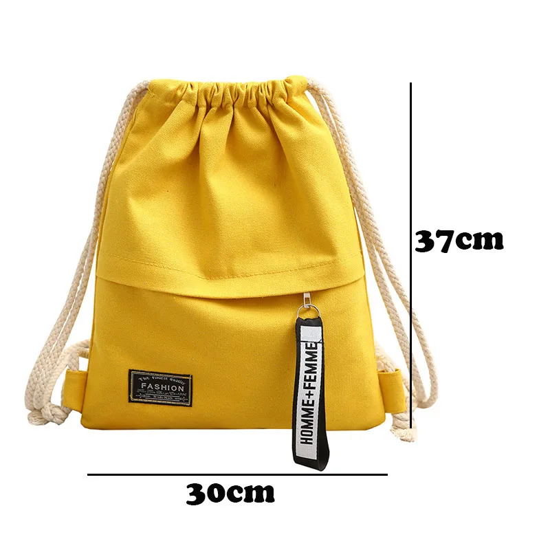 Canvas Drawstring Backpack Fashion School Gym Drawstring Bag Casual String Knapsack School Back Pack For Teenager Women