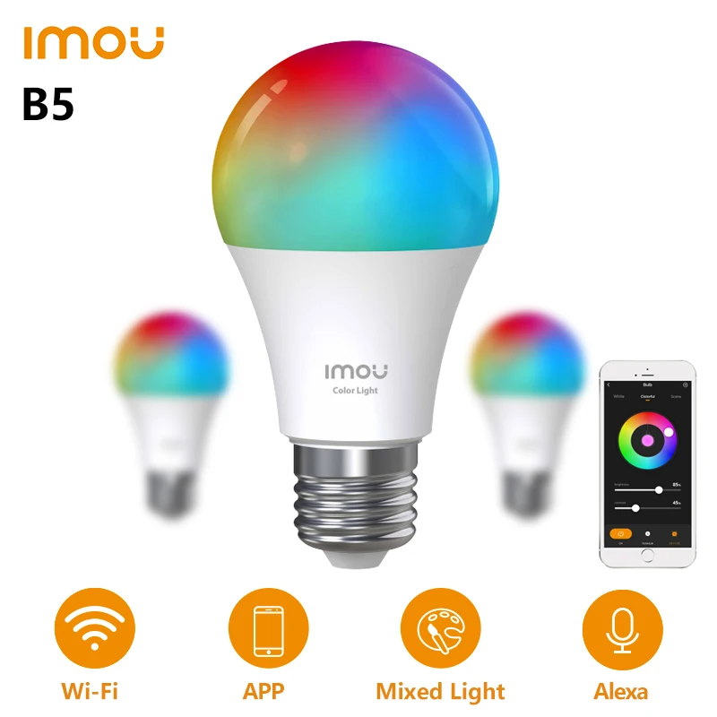 imou smart home ambience light lampada b5 wifi lampada quente e fria controle app 16 milhoes de cores 9w led rgb trabalhe com alexa google home 01