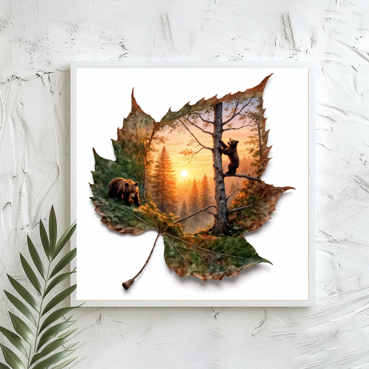 1PC 40X40CM/15.74in ,11CT/14CT print cross stitch DIY kit New Year gift beginner's relaxed embroidery set ,Leaf phantom