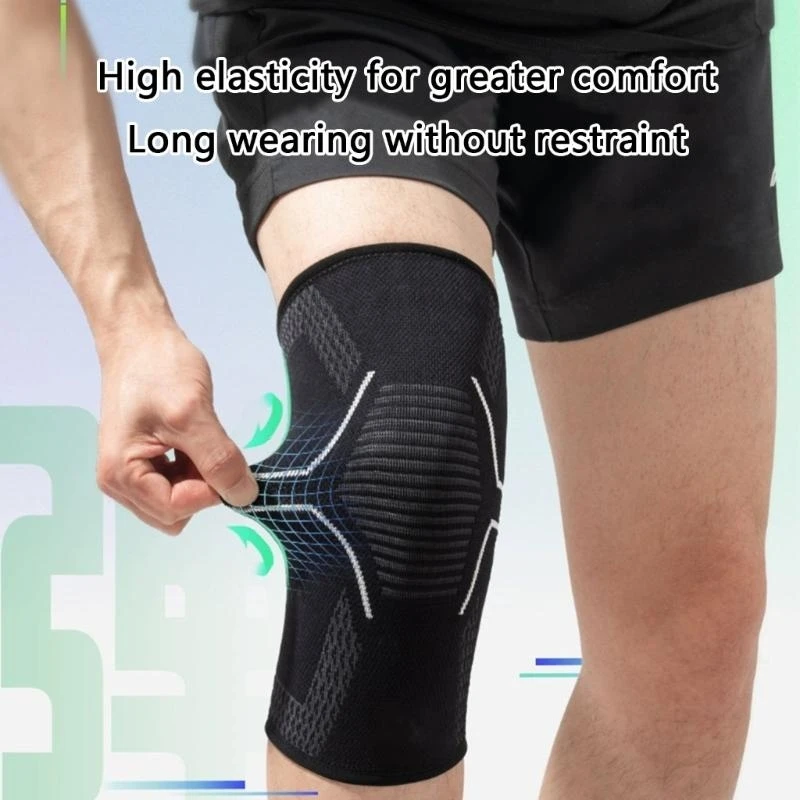 37JE Knee Compression Sleeve Breathable Stretchy Knee Brace for Tennis Running Sport