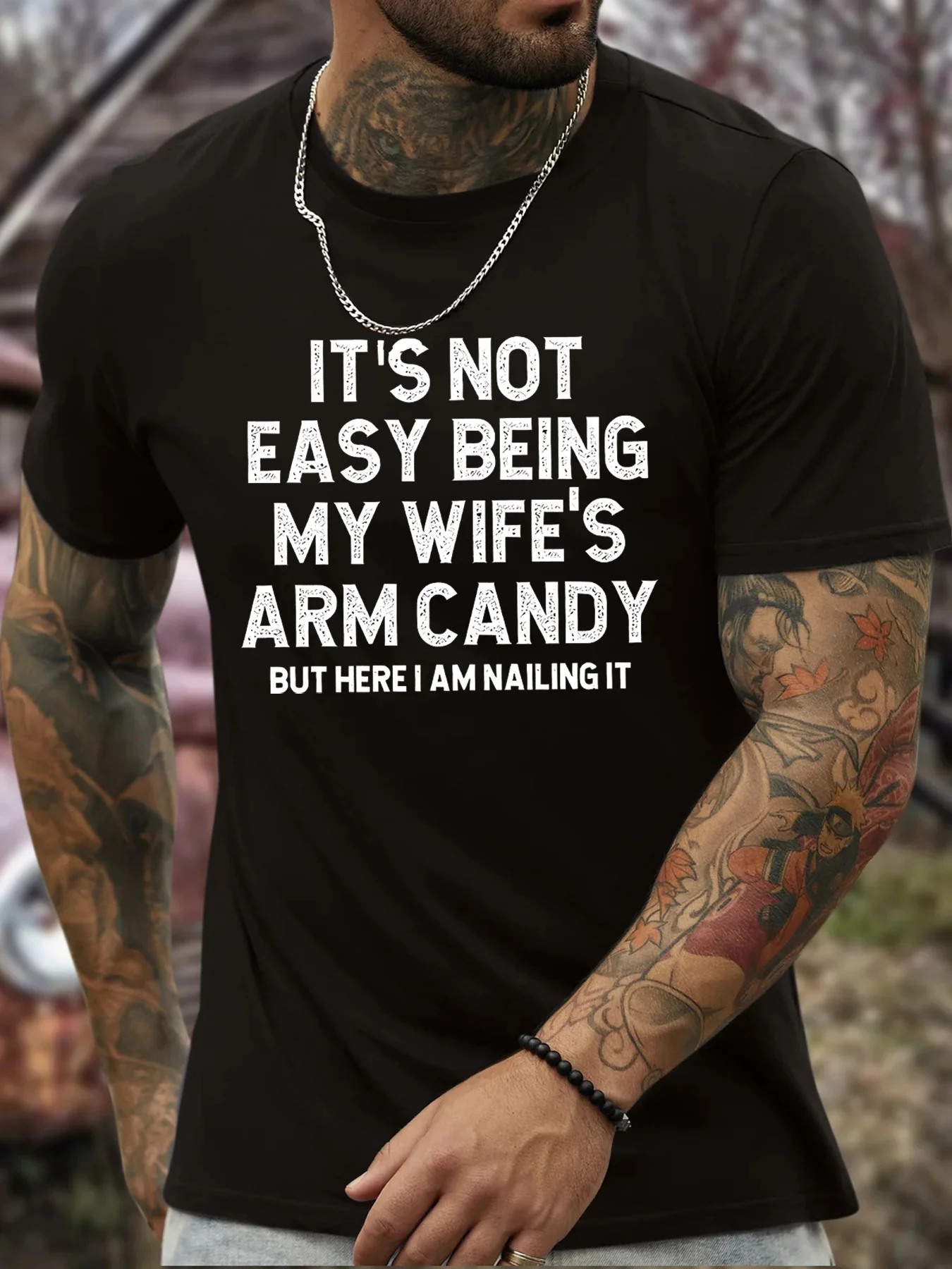 Camiseta informal con estampado de cuello redondo para hombre, estampado de letras a la moda, top de manga corta versátil deportivo e informal de verano