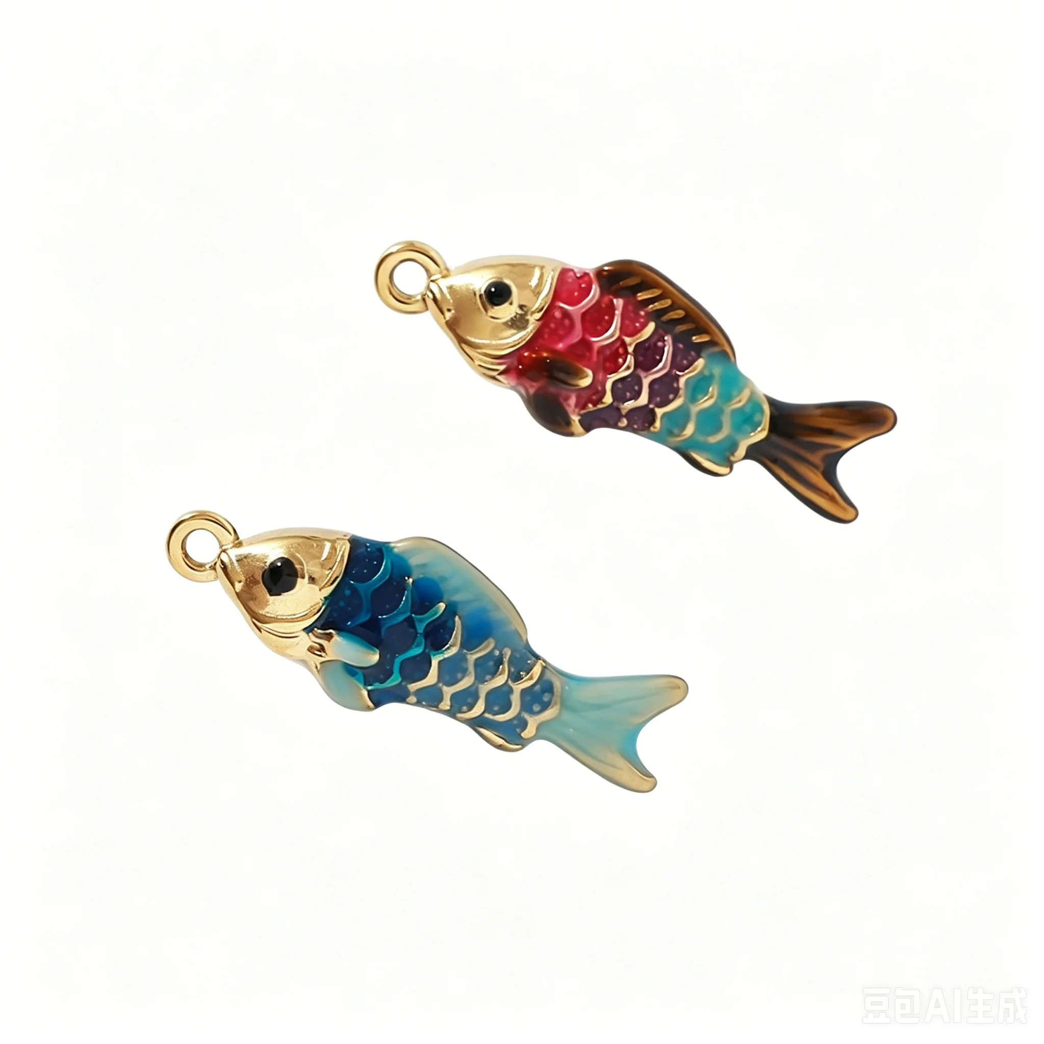 2 Stück Edelstahl-Ozean-Anhänger, Emaille-Fisch-Anhänger mit Perlmutteffekt für DIY-Ohrringe, Halsketten, Armbänder, Schmuckherstellung, Zubehör – Detail 5
