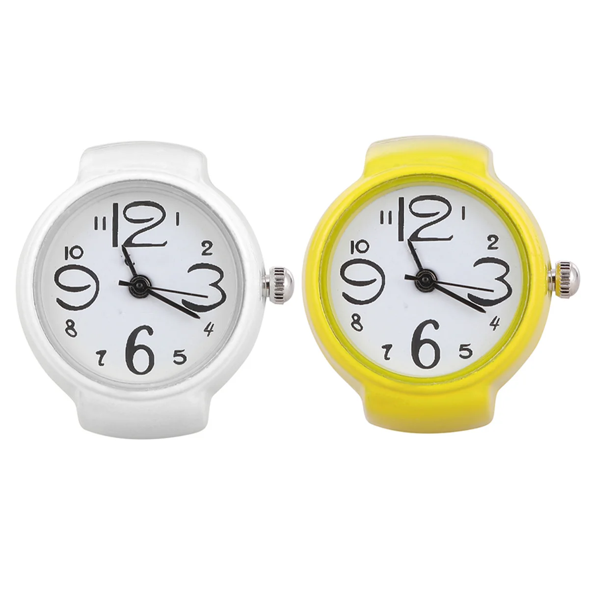 

2Pcs Finger Ring Watches Unique Vintage Style Stainless Steel Quartz Glass Mirror Decorative Watch for Women Men