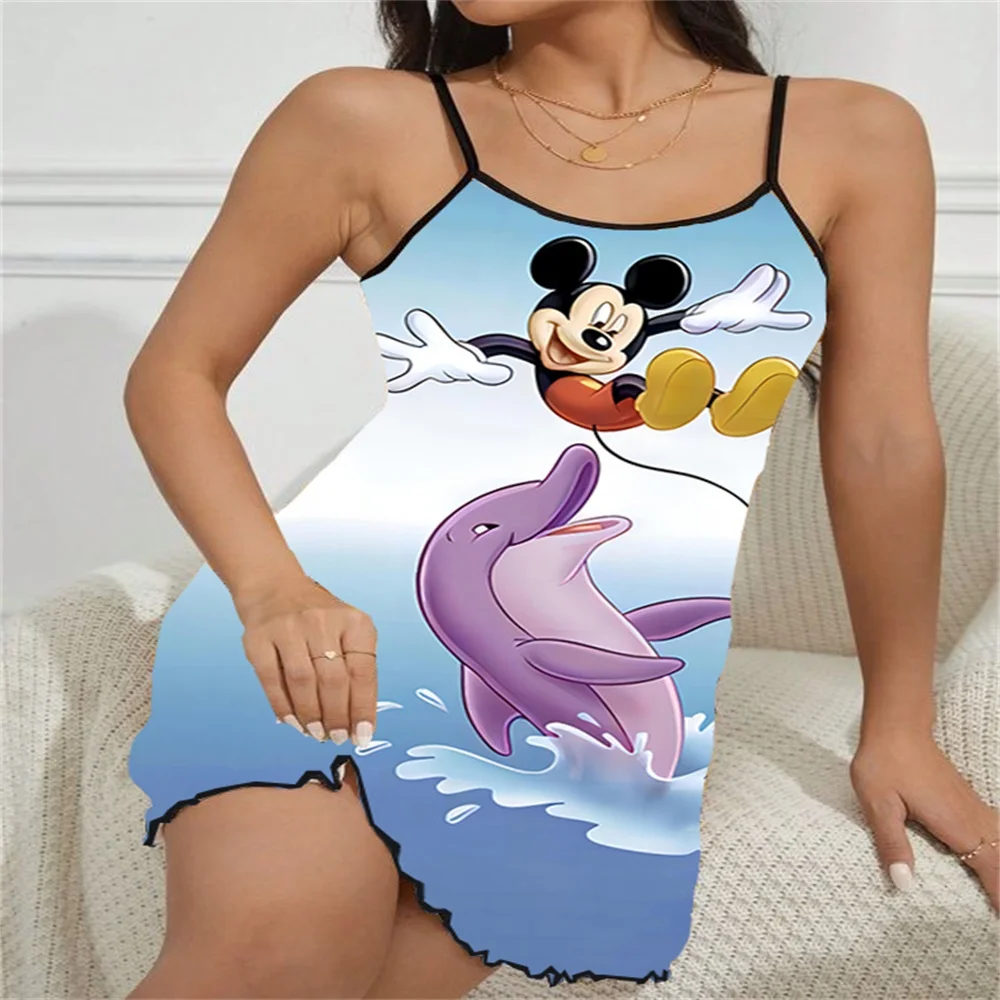 Camisola sexy para mulheres, camisola grátis, roupa noturna sexy para dormir, lingerie adorável mickey, pijama para mulher, verão, 2024