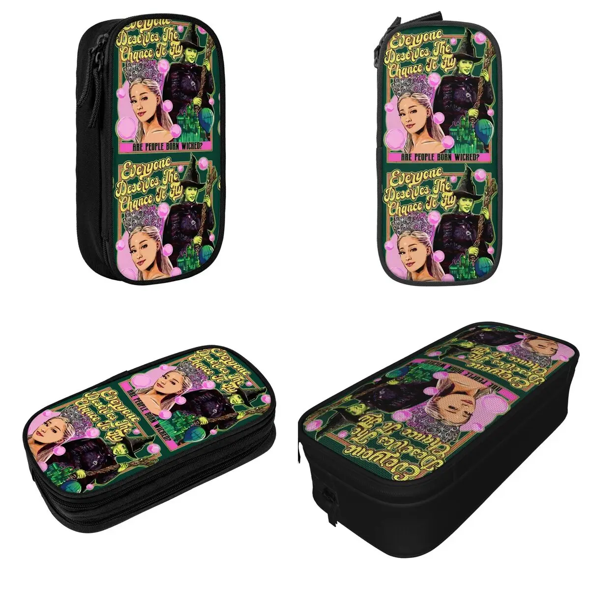 Wicked Elphaba & Glinda Pencil Case Everyone Deserves the chance to Fly Pencilcases Pen Holder for Student Bag Office Zipper