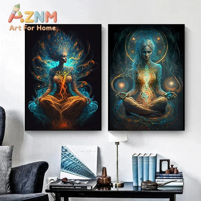 Women From Dmt Realm Graceful Meditation Canvas Painting Posters and Prints Living Room Bedroom Wall Art Home Decor Cuadros