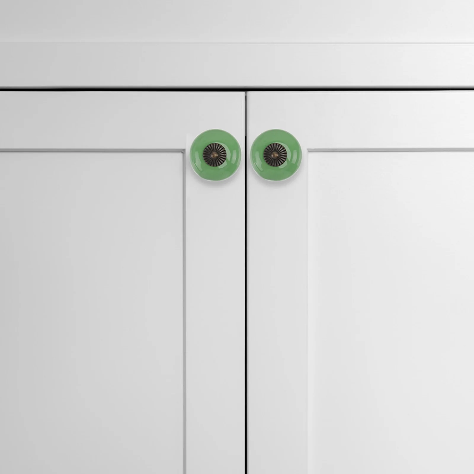 

5Pcs Round Ceramic Cupboard Knobs Pull Handles Green Simple Delicate Cabinet Drawer Hardware Replacement for Bin Wardrobe