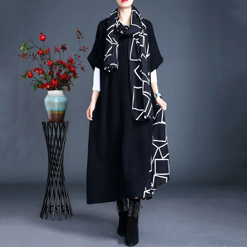 

New arrival 2020 Chinese style clothing women vintage robe Chinese dress qipao knit patchwork long ethnic style vestidos 11788