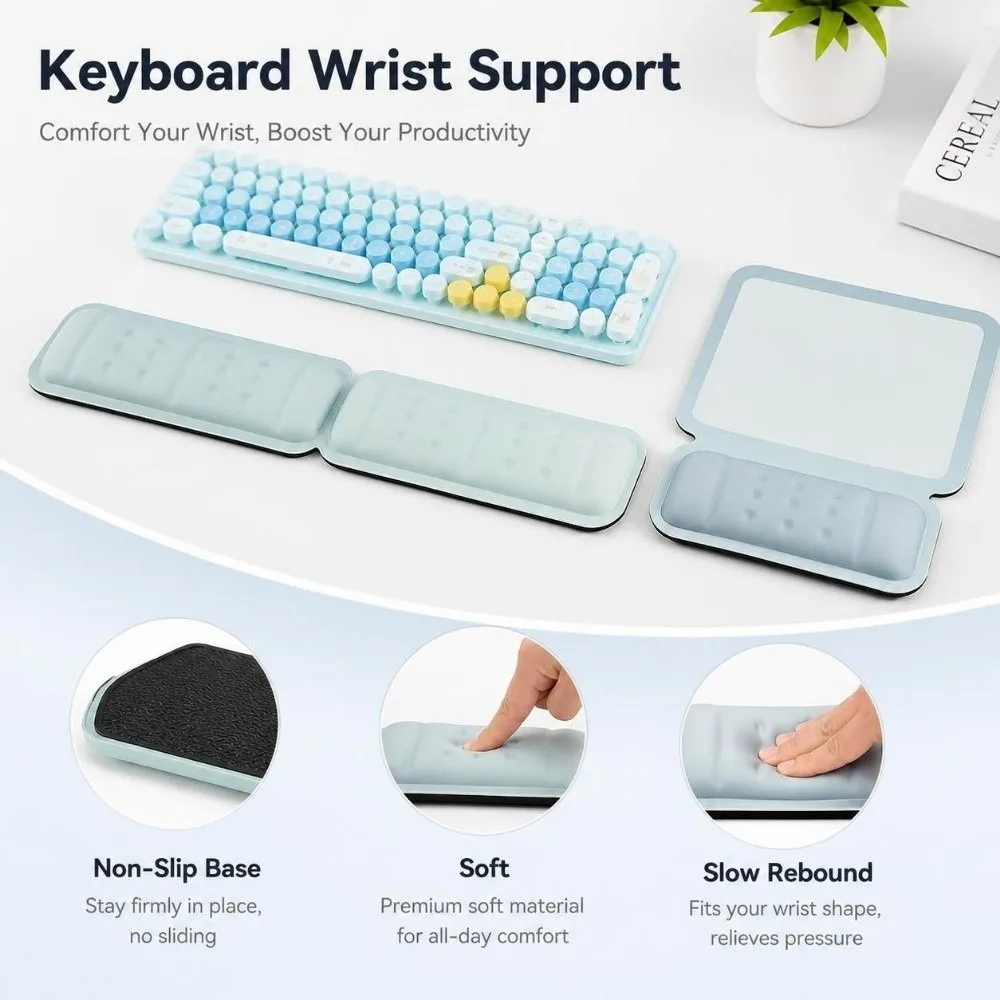 Breathable Ergonomic Keyboard Wrist Support Soft Non-Slip Base Wrist Rest Pad Slow Rebound Washable Mouse Pad Desktop