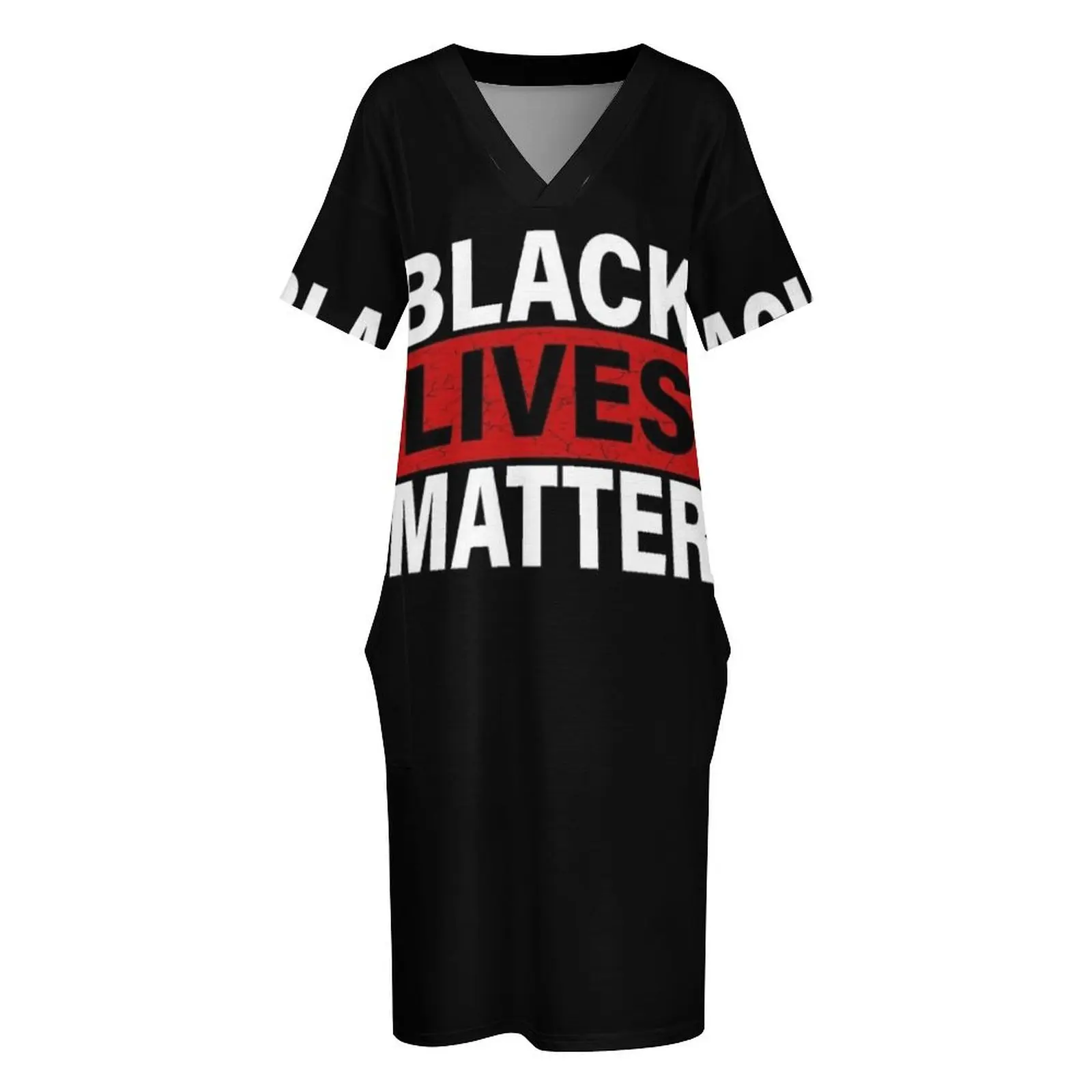 Camiseta Black Lives Matter com nomes de victimas - BLM vestido solto com bolso vestidos de verão feminino vestido de baile 2025