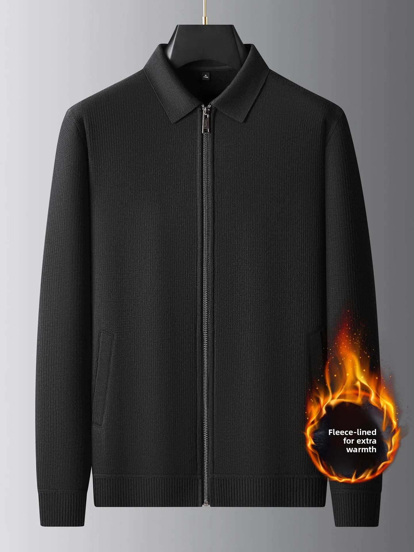 

Мужской шерстяной вязаный открытый кардиган на молнии на подкладке Fce, теплый свитер больших размеров, пальто, осень-зима Thiened