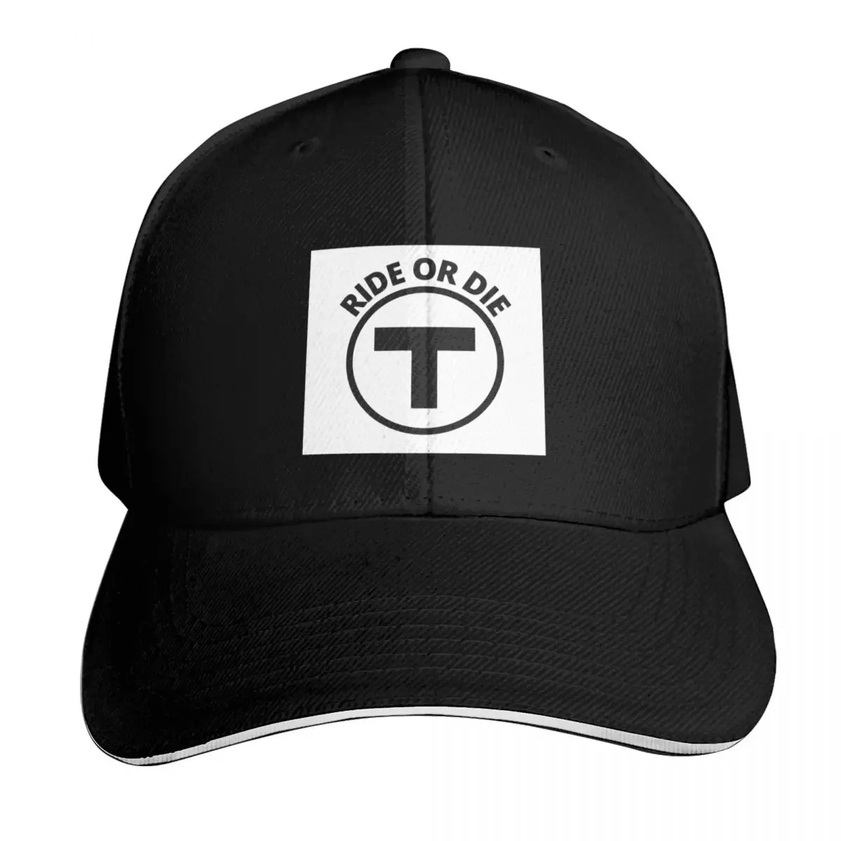 MBTA Ride or die Baseball Cap Contrast Two Tone Brim Snapback Flat Bill Strapback Dad Hat
