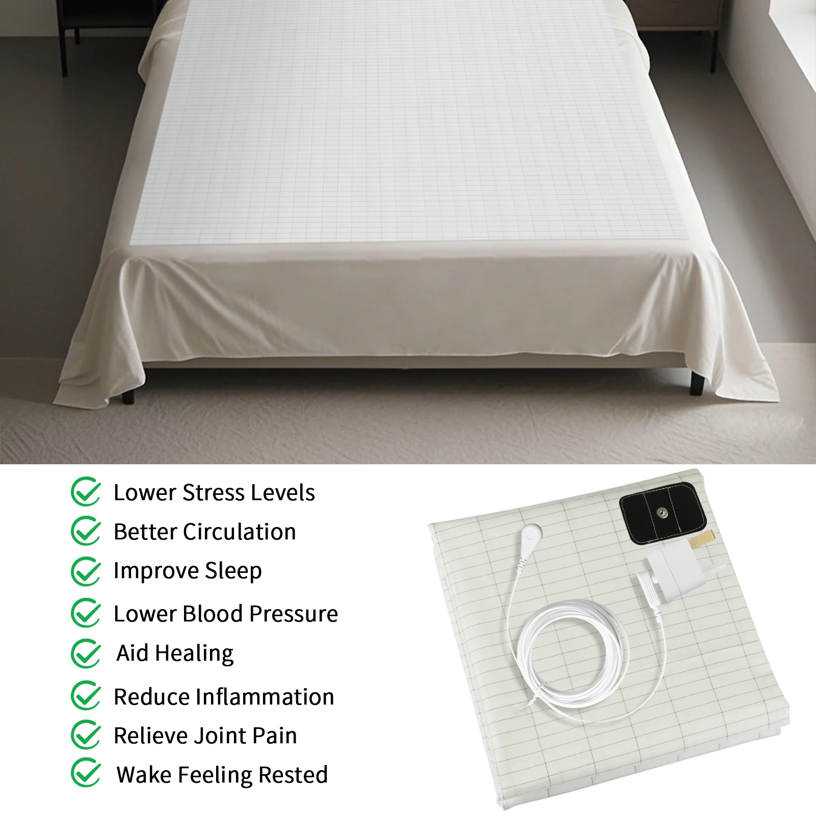 90% Cotton 10% Silver Fiber Bedsheet Grounding Mat Conductive Antistatic Health Improve Sleep Release Stress