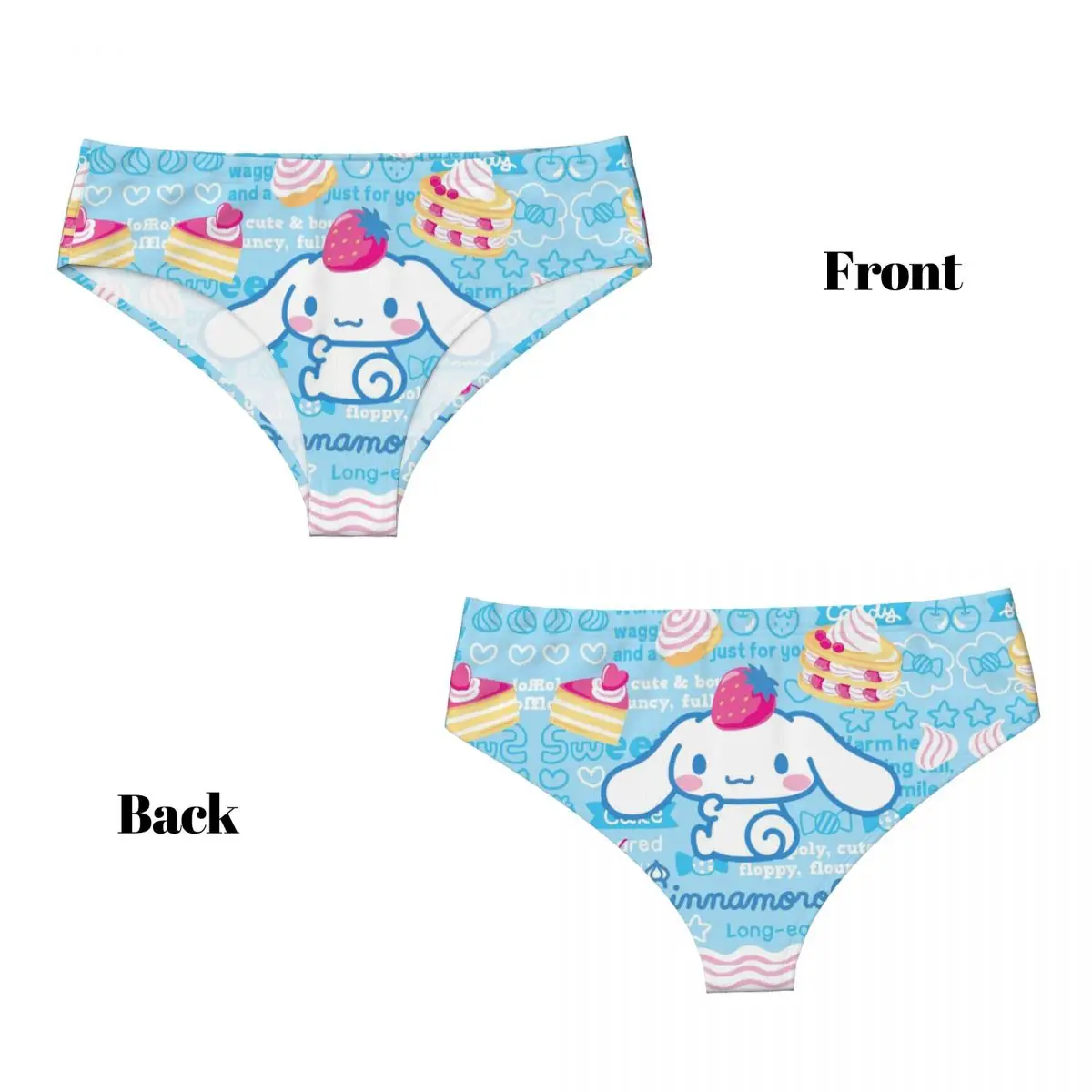 Biancheria intima traspirante da donna con mutandine brevi cartoni animati anime Cinnamoroll personalizzati