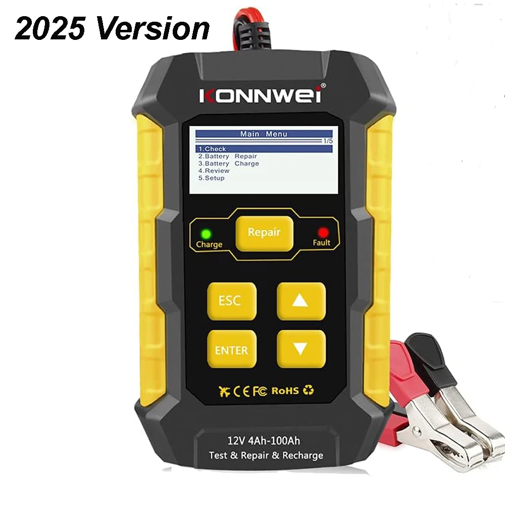 

Тестер автомобильного аккумулятора 2025, автомобильный диагностический инструмент KW510 для 12 В, 100-2000CCA, система зарядки, тестер емкости аккумулятора