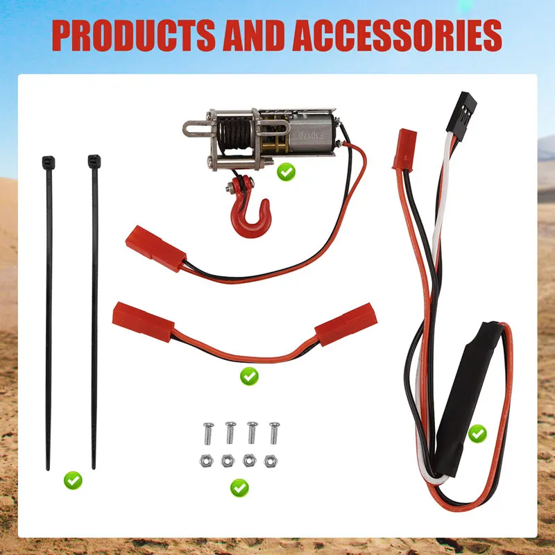 RC Aluminum Automatic Winch Set For WPL/MN/ 1/12 1/14 1/16 Scale RC Car