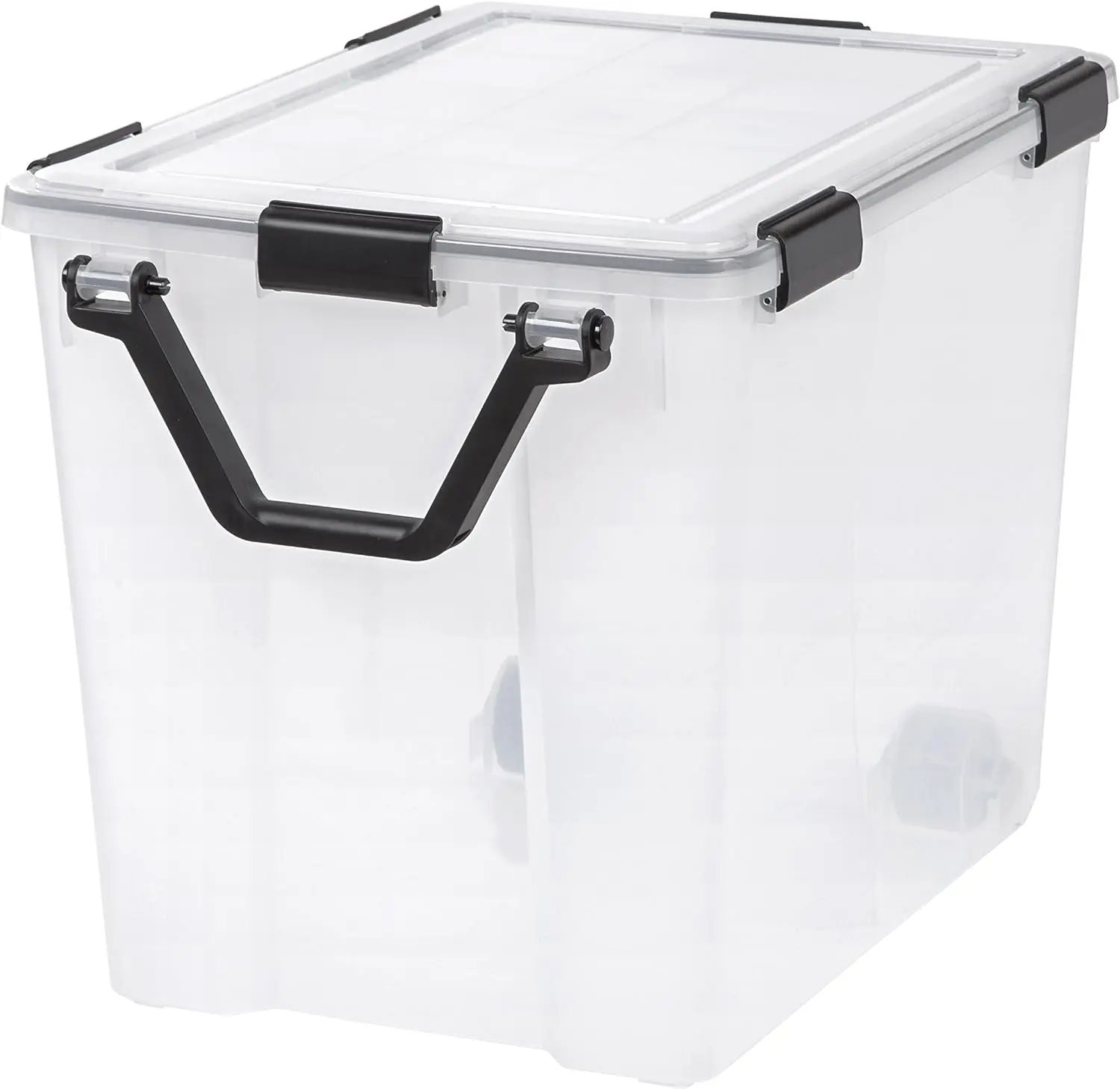 

103 Quart WEATHERPRO Plastic Storage Box with Durable Lid and Seal and Secure Latching Buckles, Weathertight, Clear with Black