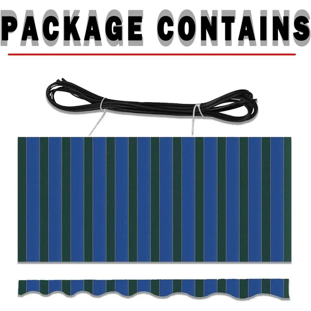 Retractable Patio Awning with UV Protection, Polyester Material, Ideal for Outdoor Spaces (Blue Green Stripe)