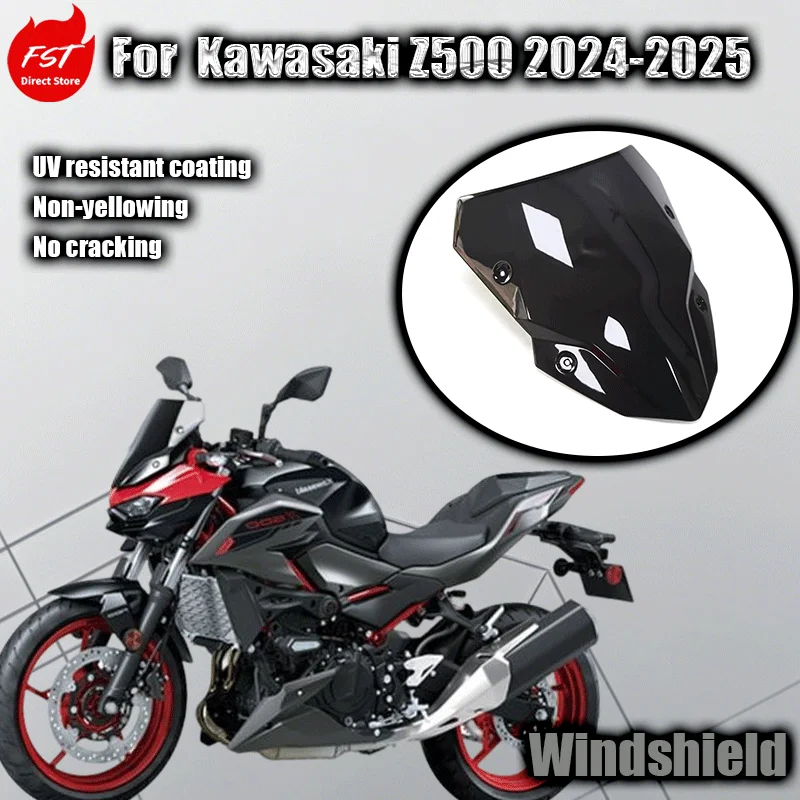 

For Compatible with Kawasaki Z500 2024-2025 motorcycles: heightened and enlarged front windshield fairing and windshield