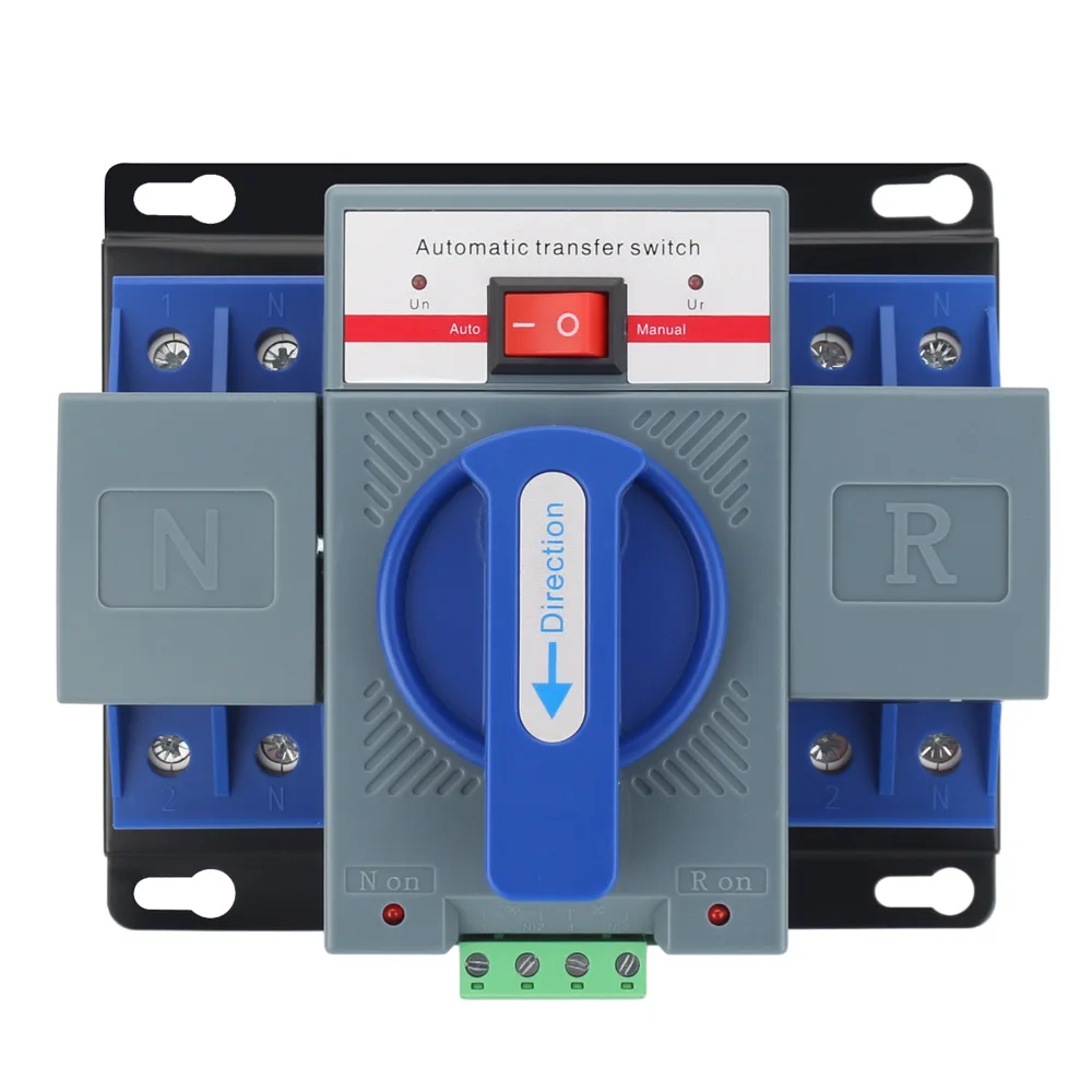 2P 63A Mini ATS Dual Power Automatic Transfer Switch 220V Solar Inverter PV Power Changeover Switch Home Power Supply Selector S