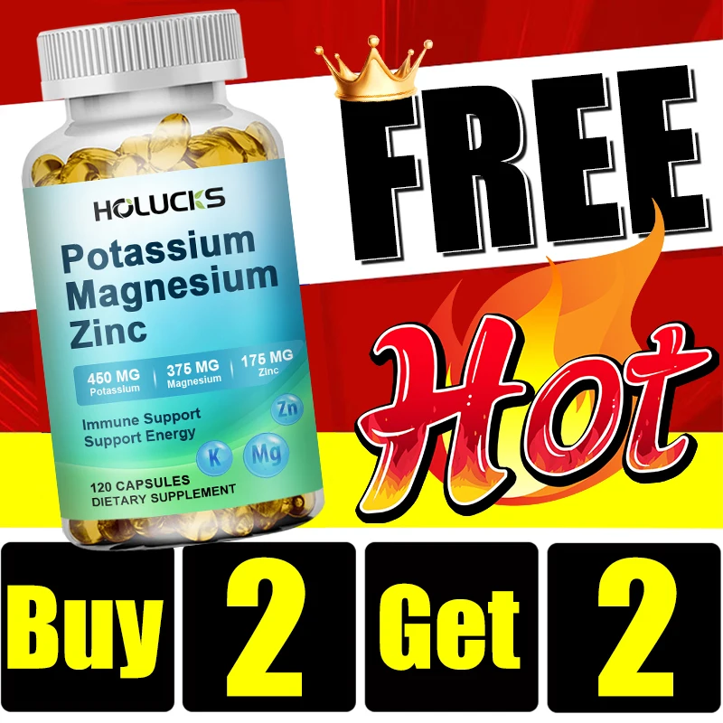 

Buy 2 Get 2 Free! Potassium Magnesium Zinc Supplement, for Reduces Cramps, Sleep Aid & Immunity Boost, Blood Pressure & Energy