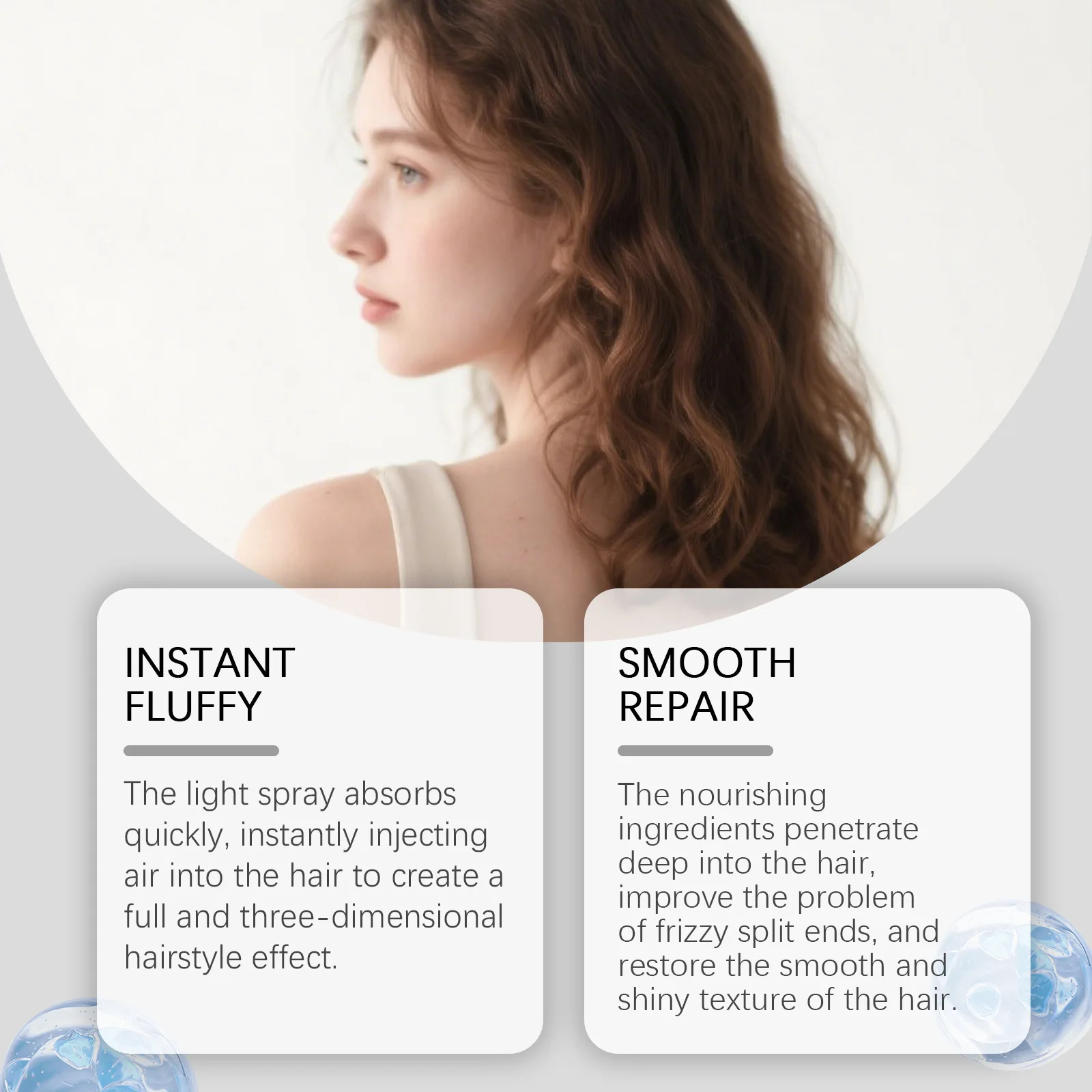Spray de soin sans lavage des cheveux, élimine les frisottis, améliore la qualité, maintient la moelleuse, contrôle de l'huile, hydratation en profondeur, Spray hydratant pour cheveux