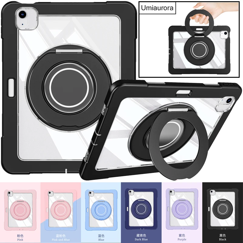 

For IPad Air 7 6 5 4 10.9 Pro 11 12.9 13 inch M4 M3 M2 Shockproof Silicon PC Hybrid Tablet Case Capa Hand Ring Stand Cover Funda