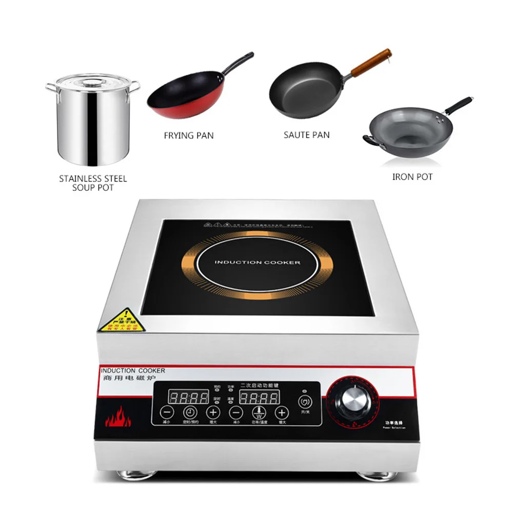 Kommerzieller Induktionsherd, 5000 W, flach, leistungsstark, für Hotelkantine, elektrischer Bratofen, großer Topf, Induktionsherd