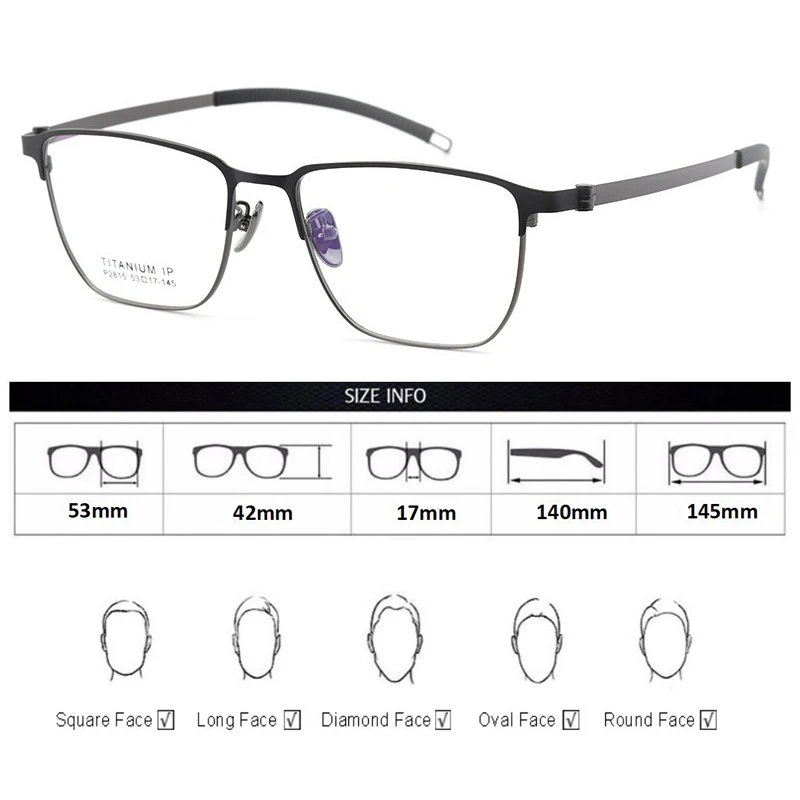 ไทเทเนียมกรอบแว่นตาผู้ชายปรับแต่งแว่นตาผู้ชาย Photochromic Anti Blue แว่นตาโลหะครึ่งกรอบ