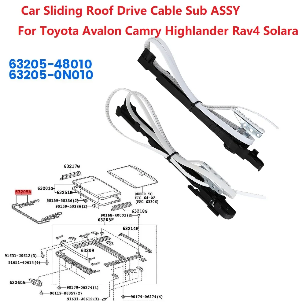 Roof Sliding Sunroof Repair Kit w/ Lift Arm 63205-0N010 63205-48010 for Toyota Avalon Camry Highlander RAV4 Corolla 632050N010