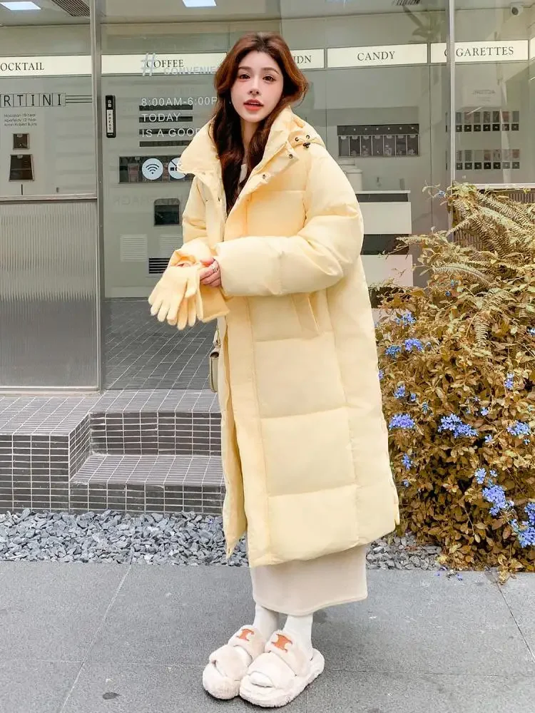 

Новые женские зимние парки с капюшоном, короткая пуховая хлопковая куртка средней длины, повседневное толстое стеганое пальто, женская свободная одежда для хлеба