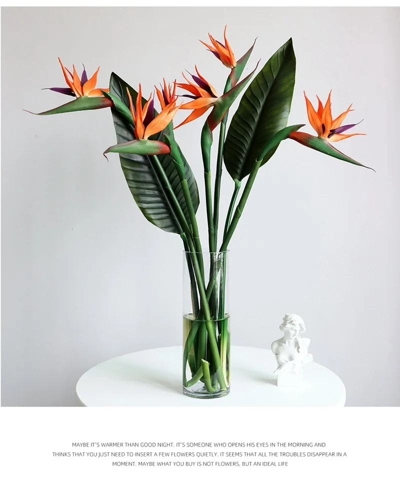 Single soft rubber bird of paradise simulation fake flowers and leaves home decoration bird of paradise leaves