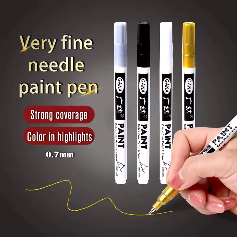 Guangna Paint Marker Pen DIY Reflective Paint Metallic Pen Permanent Gold SILVER Marker Touch Up,School Model Painting 1/2pcs