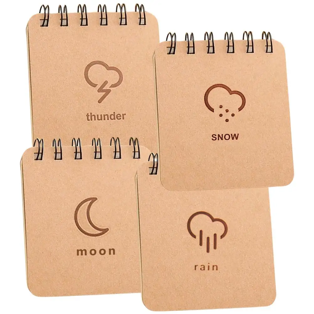 4 Pcs Small Pocket Notepad Portable The Notebook Periodicals Business Paper Spiral Office