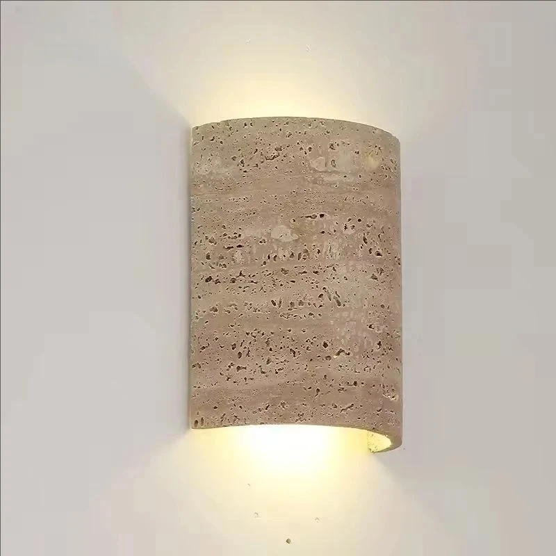Modern Wabi-sabi Wall Lamps Stone Semi-cylindrical LED Chandelier Home Decor for Living Room Staircase Corridor Lighting Fixture