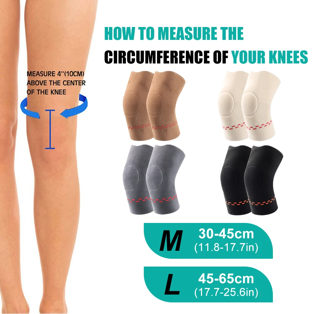 1 Pair Winter Polar Fleece Knee Braces Warmer Men Women Adjustable Warm Kneepads Leg Warmer Sleeves for Ski Cycling Dance Sports