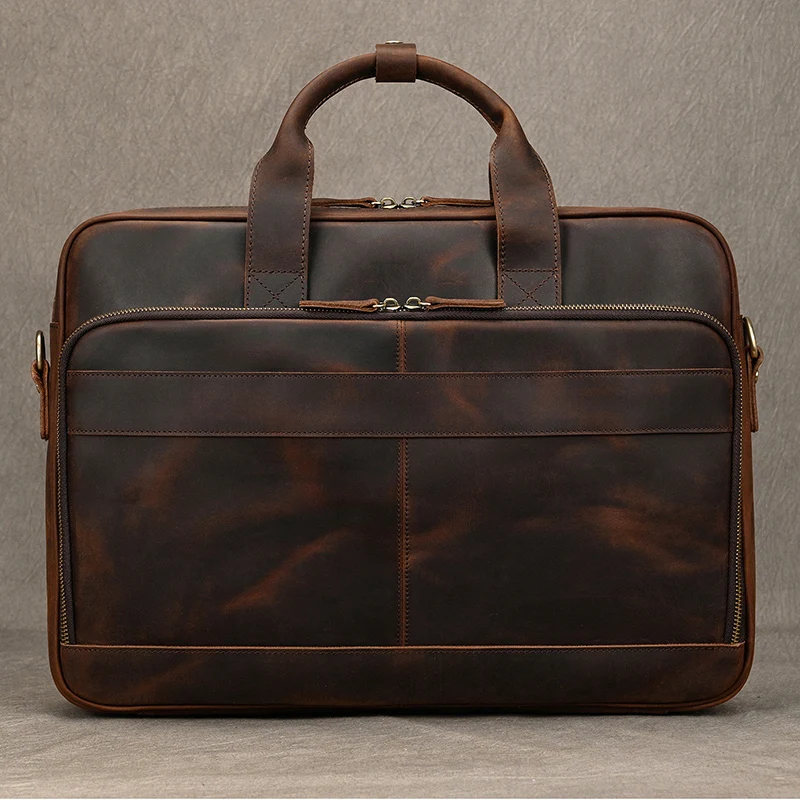 Men Briefcase Genuine Leather Laptop Bag 14 15.6\