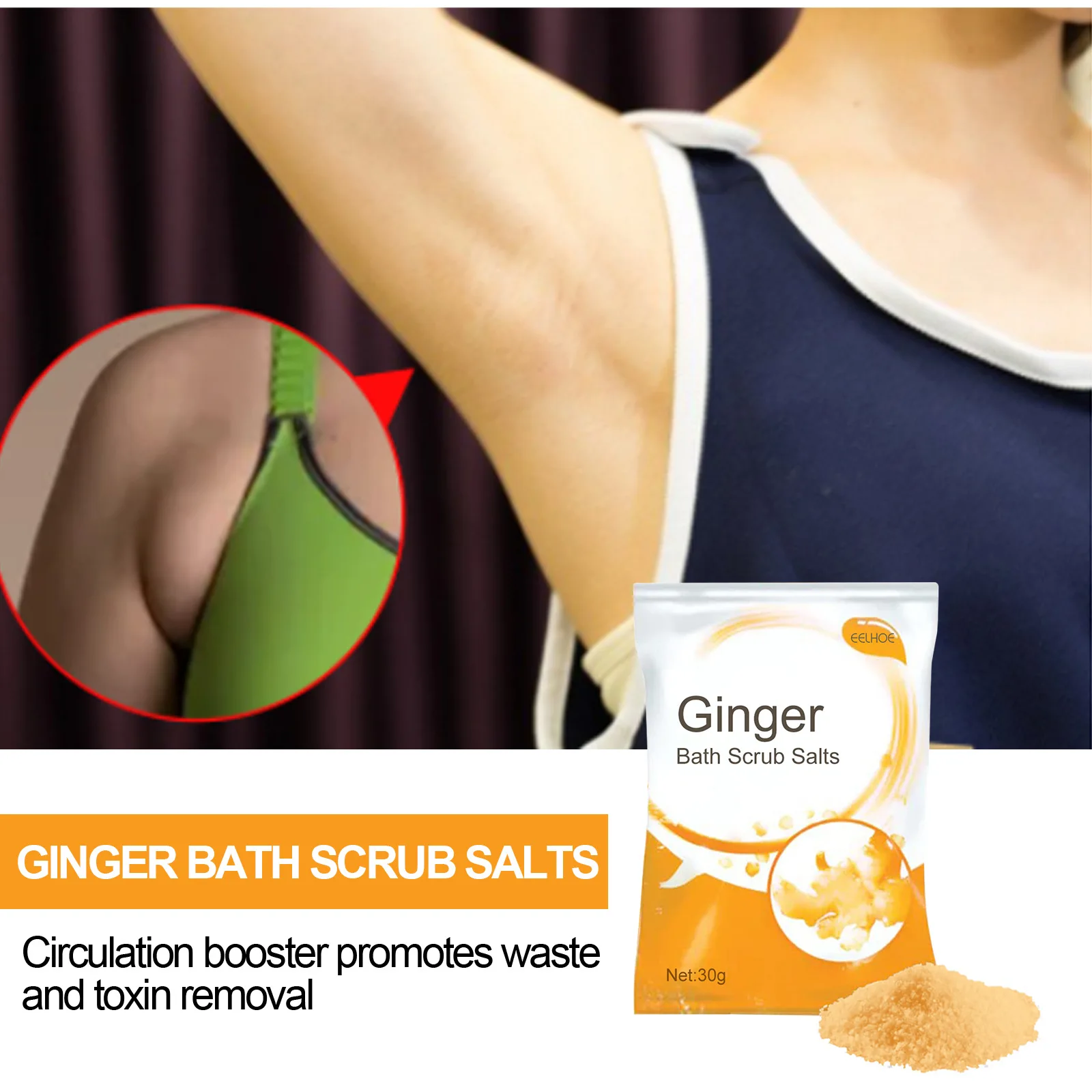 30g Ginger Lymph Bath Salt improves skin reduces lymph swelling dispels cold moisture Bath Salts Bath Supplies free shipping